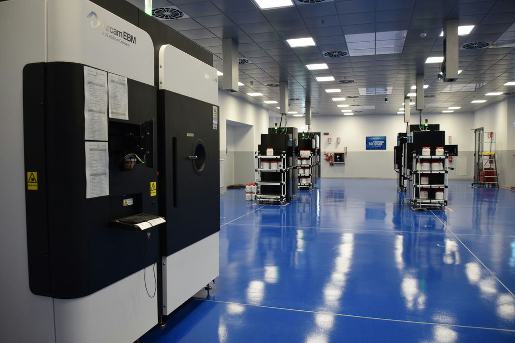 Avio Aero, a GE Aviation company, prints some of the GE9X components on Arcam machines at its additive manufacturing factory in Cameri, Italy. Image credit: Avio Aero.